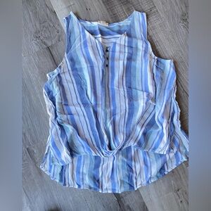 A.N.A Women's Blue & White Blouse Tank Top Size Large